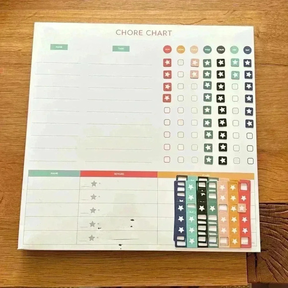 Chore Chart - magnetic and dry erase with magnetic stars. 14”x14” - Picture 1 of 2
